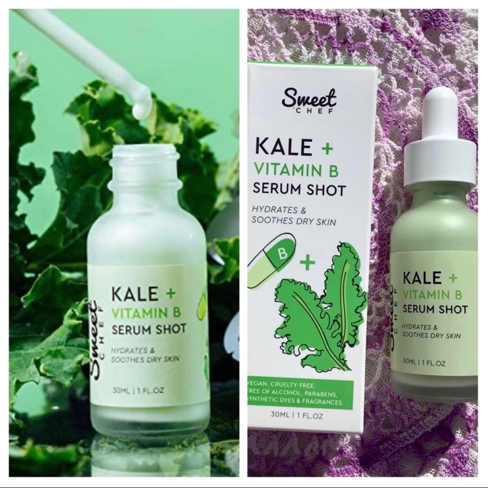 NIB Kale Aloe & Vit B Face Skin Serum Shot Hydrates & Soothes By Sweet Chef